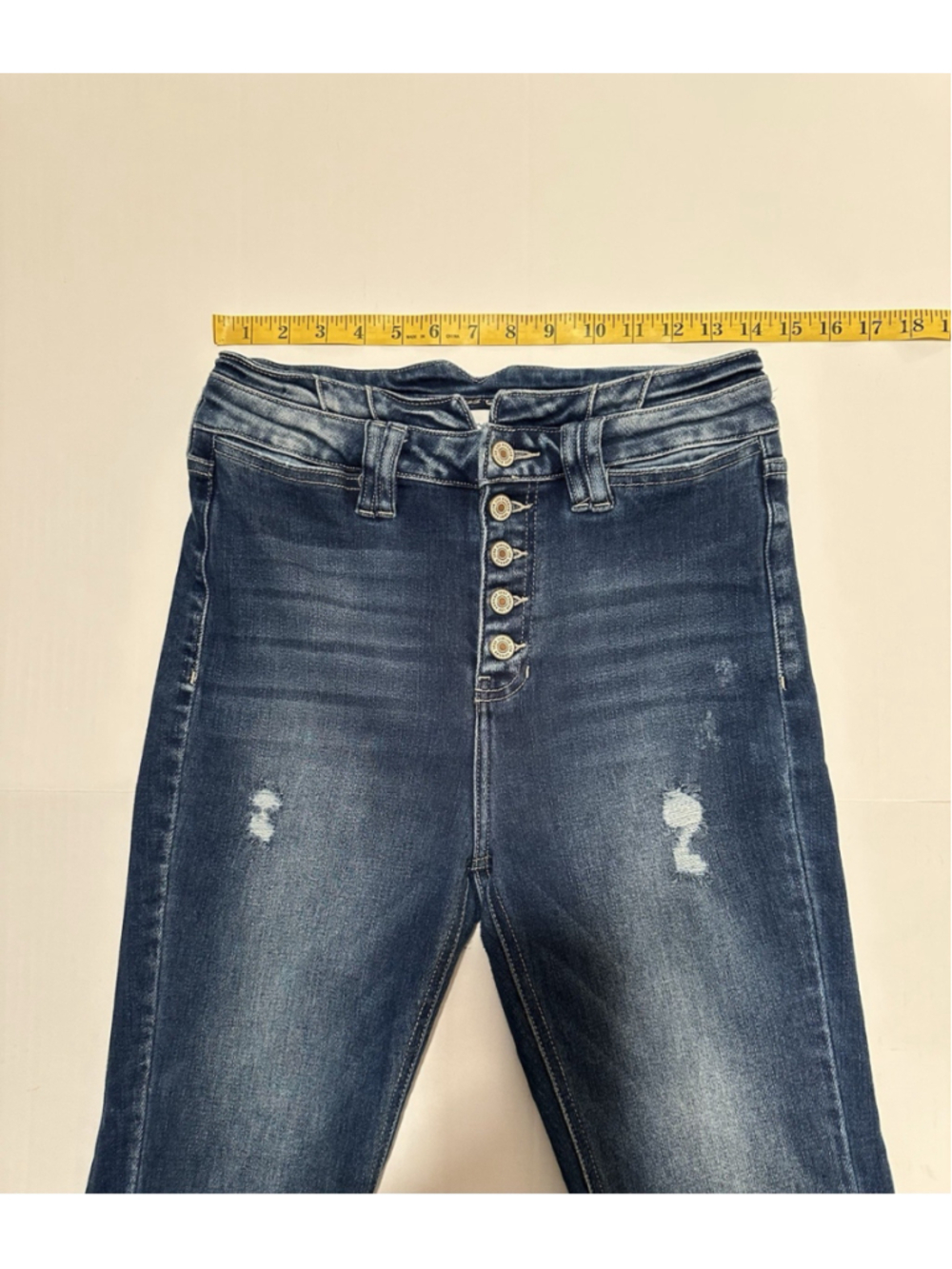 Maurices KanCan Flare Jeans Raw Hem Womens 27 Blue High Rise Denim Hippie Retro - Picture 7 of 16